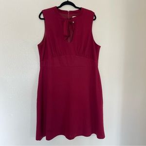Modcloth Plus Size Burgundy Sleeveless Neck Tie Swing Dress Size 2X